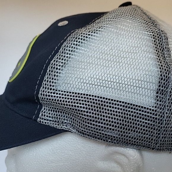 Realtree Fishing 3D Logo Real Tree Navy Neon Yellow Mens Trucker Cap Hat‎ - Picture 4 of 7